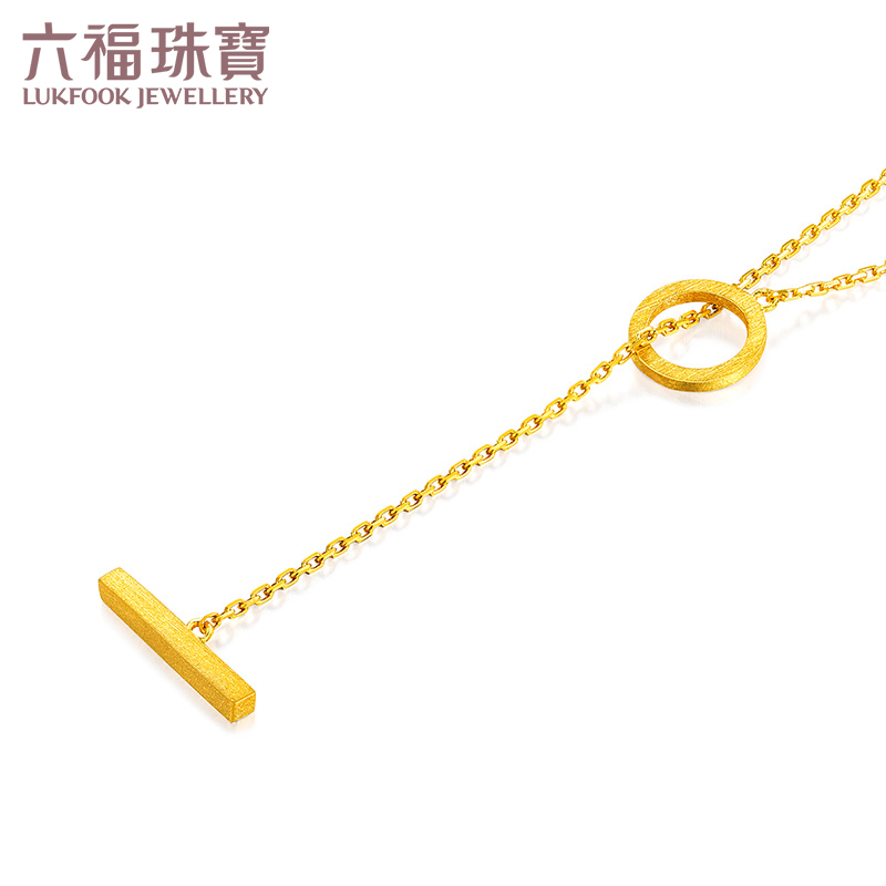 六福珠宝足金项链几何形黄金项链
