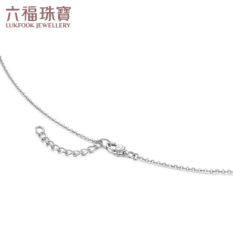 六福珠宝Pt950铂金项链菱纹圆珠白金项链