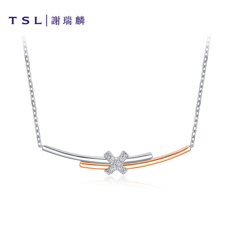 TSL谢瑞麟无限系列18K金钻石项链女黄白金钻石套链锁骨链BB984 定价类(约8分，14颗钻石) 项链