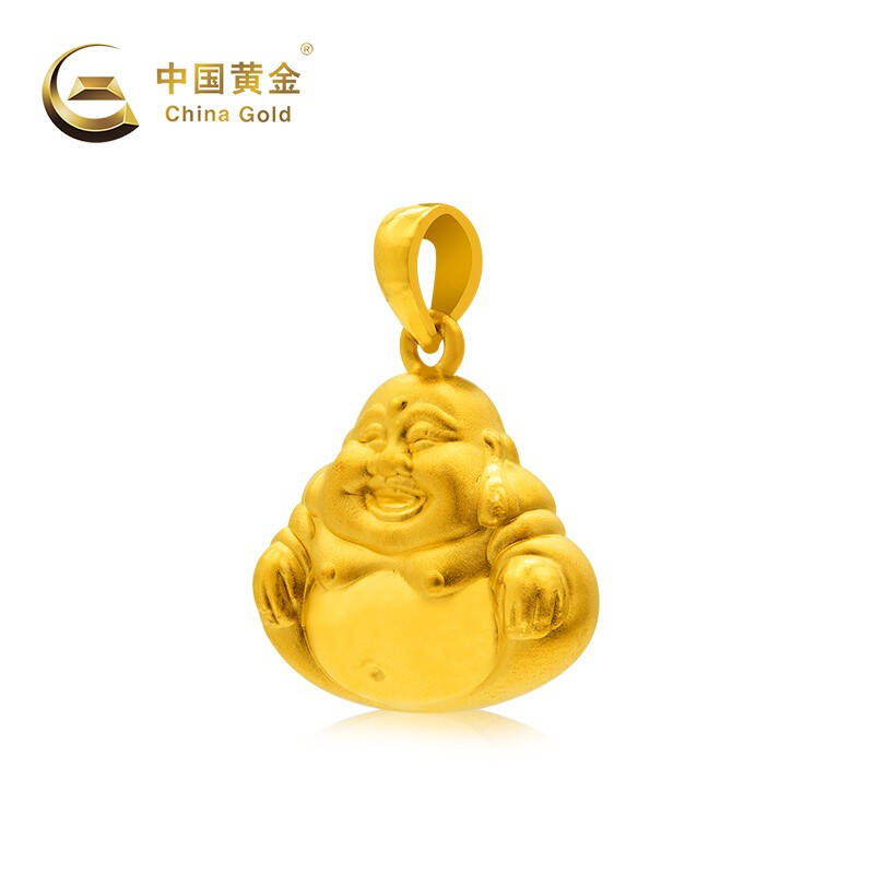 中国黄金精品3D工艺足金佛像南海观音弥勒佛吊坠--双面佛