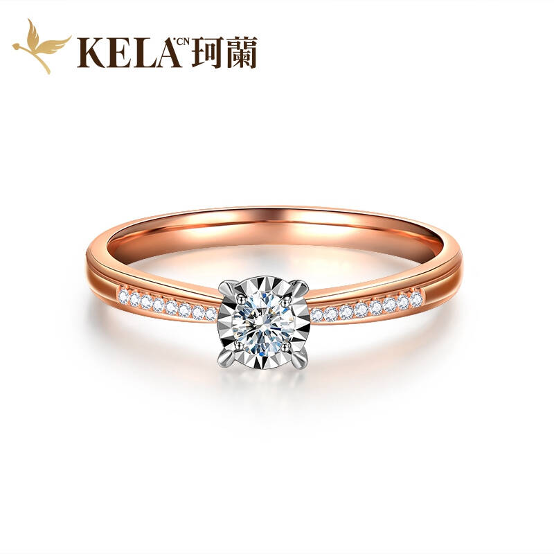 珂兰 玫瑰18K金钻石戒指1克拉效果显钻求婚结婚女款钻戒 18K金 10分白色 定制