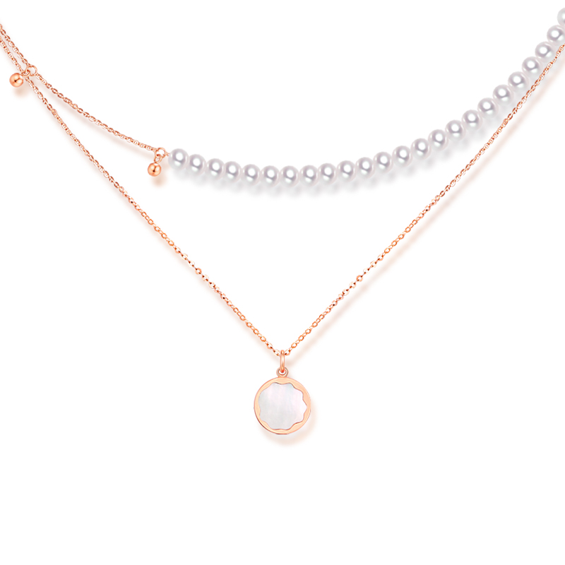 爱迪尔珠宝IDEAL 18k金天然淡水珍珠项链女正品锁骨链情人节礼物