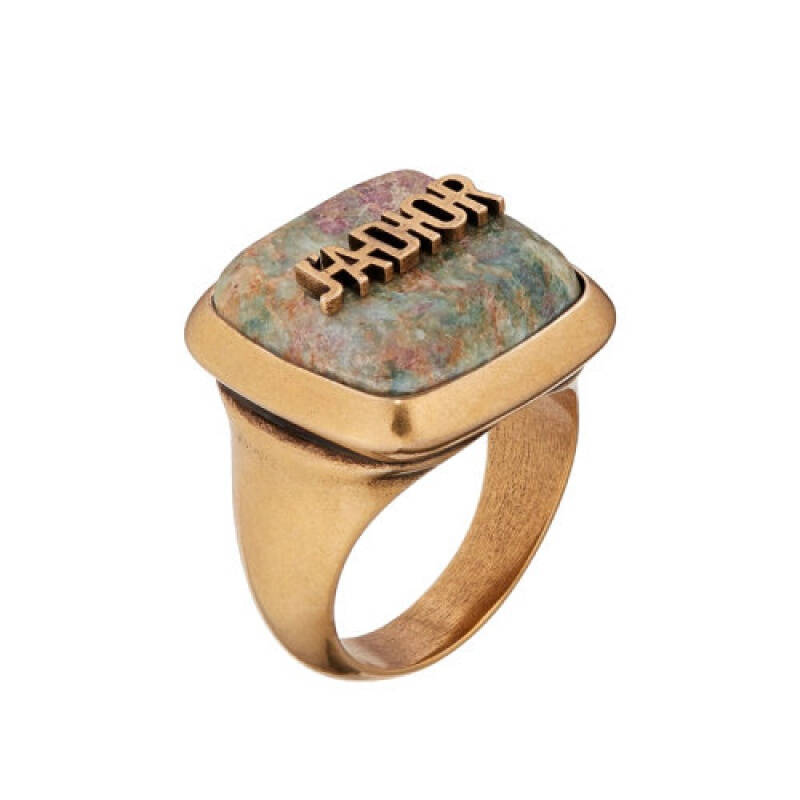 DIOR/迪奥新款Dior Stone系列  女士彩色锂云母石复古金属戒指