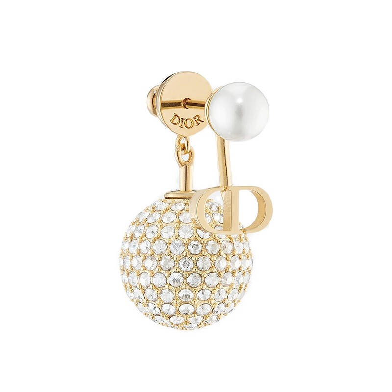 孔雀翎Dior迪奥女士耳环饰有CD徽标水晶珍珠吊坠精美高贵气质