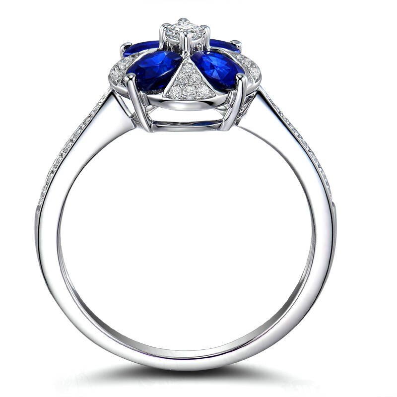 米莱珠宝1.15克拉蓝宝石戒指女 18K金镶嵌彩色宝石 15个工作日高级定制
