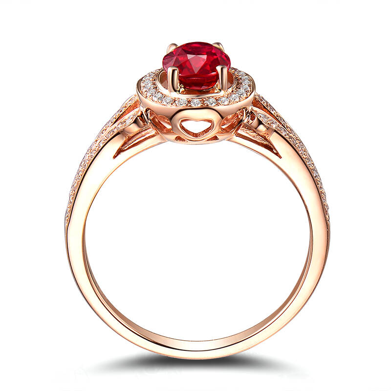 米莱珠宝 鸽血红红宝石戒指18K金镶嵌0.35克拉钻石 1.25克拉 15个工作日高级定制