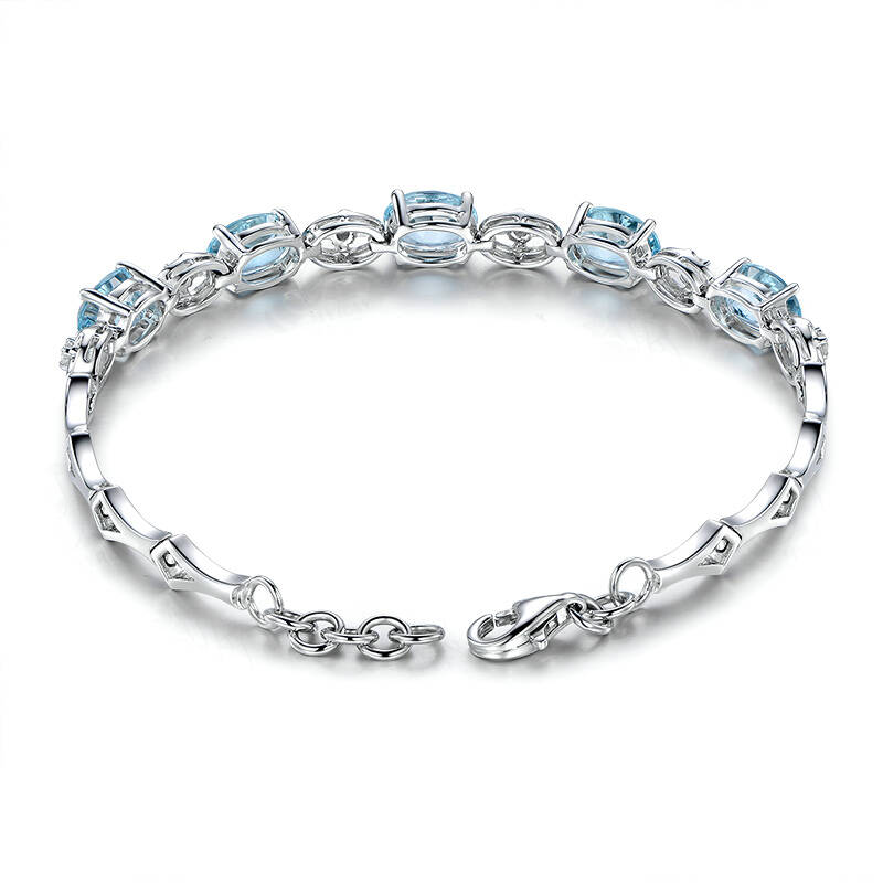 米莱珠宝4.05克拉海蓝宝手链 18K金彩色宝石手链 15个工作日高级定制