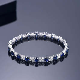 米莱珠宝 18K金镶嵌蓝宝石手链 彩色宝石 高级定制 20个工作日高级定制