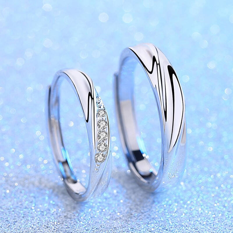 克拉苏（CRASSUS）可刻字情侣戒指一对新款925银时尚纪念日 活口